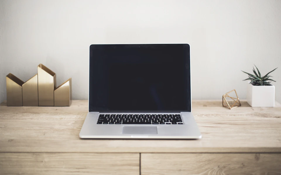 A laptop workstation ready for everyday business use